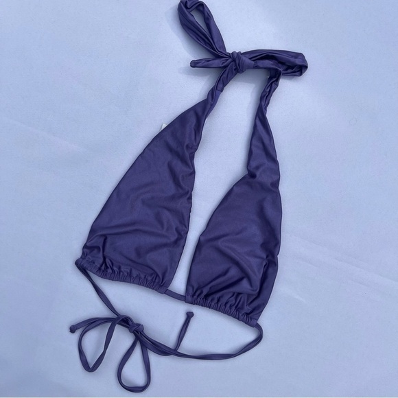 Good American Lilac Mist Shine Ruched Halter Neck Bikini Top Size XLarge/4 NWT - Picture 8 of 14
